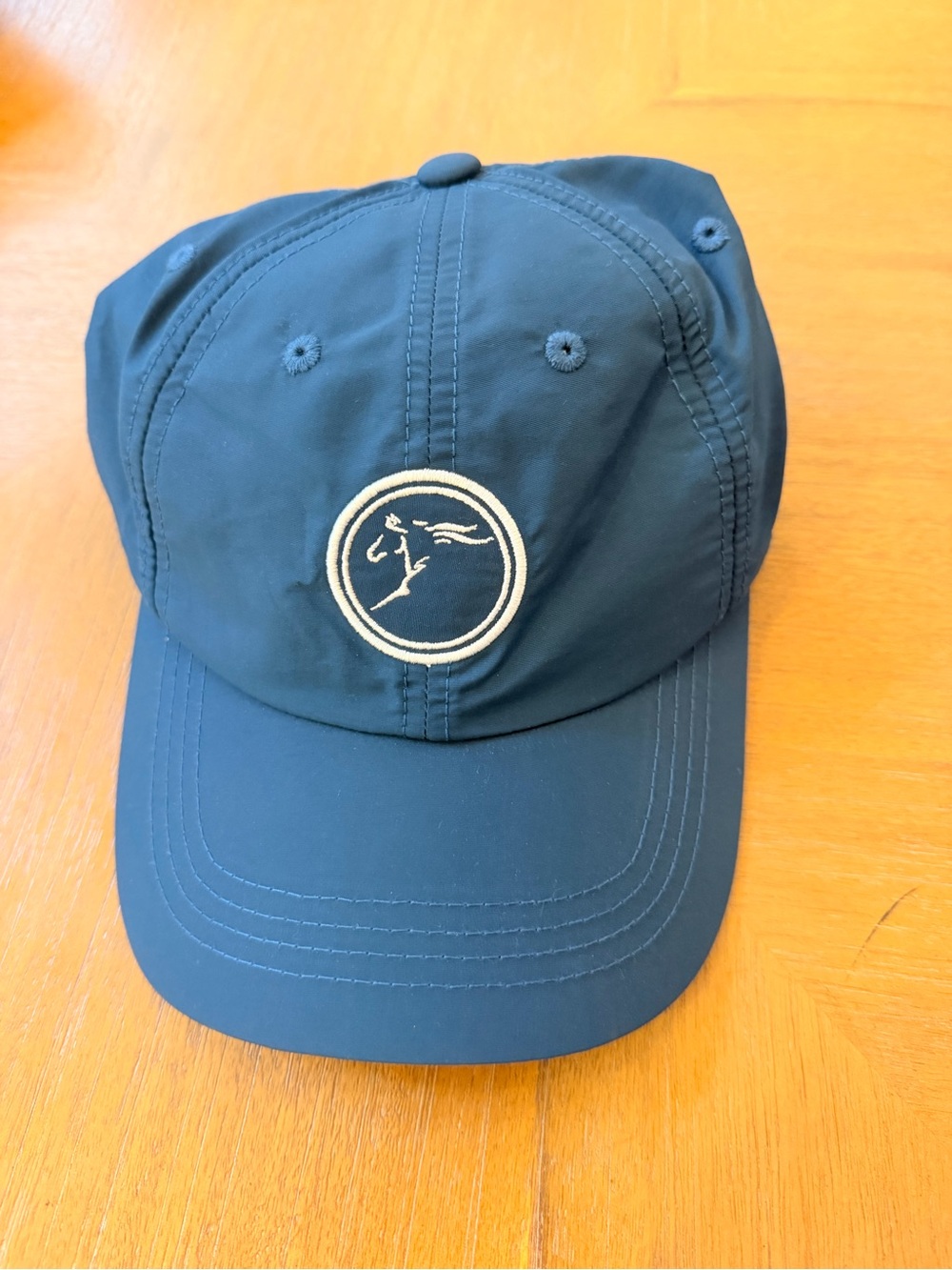 Men's Deep Blue Baseball Cap with Embroidered Horse Circle Logo
